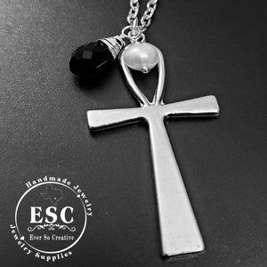 Antique Silver Ankh Cross Necklace